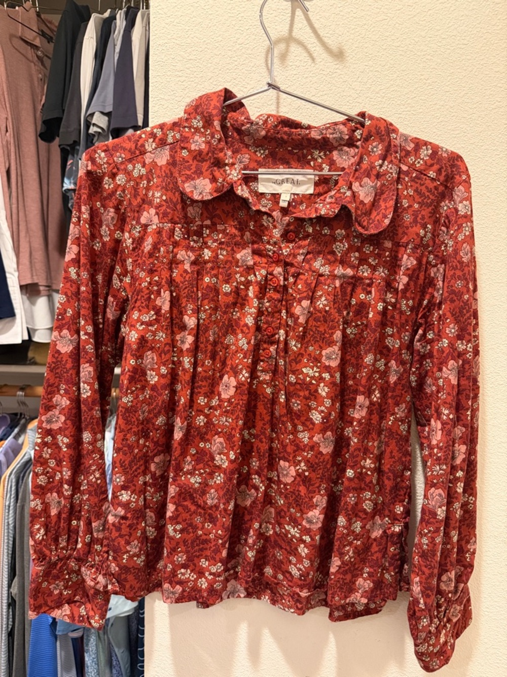 The Great red button down blouse size 1